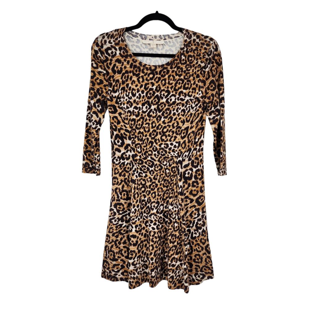 Boston Proper 3/4 Sleeve Animal Print Cotton Blend Dress Size XS